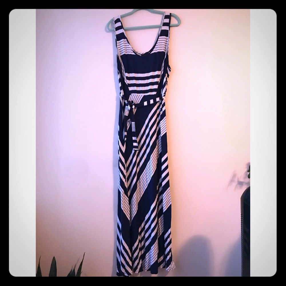Addition Elle navy blue and white stripe dress